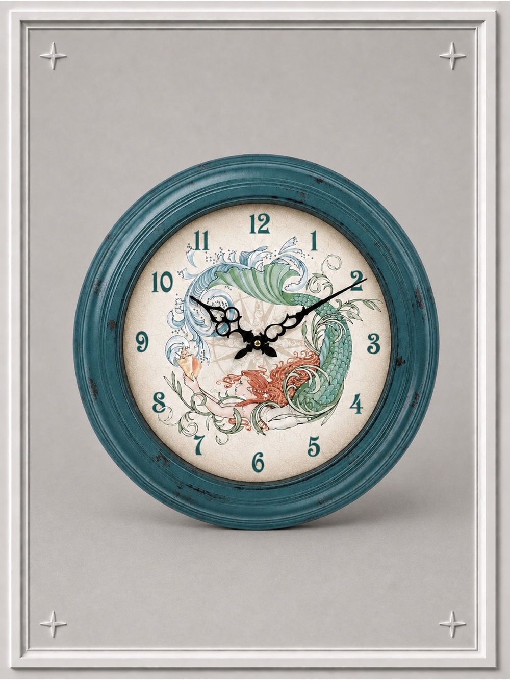 🧜‍♀️Sea Life Coastal Metal Wall Clock by Rightside Design
